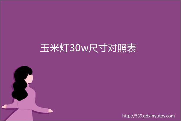 玉米灯30w尺寸对照表